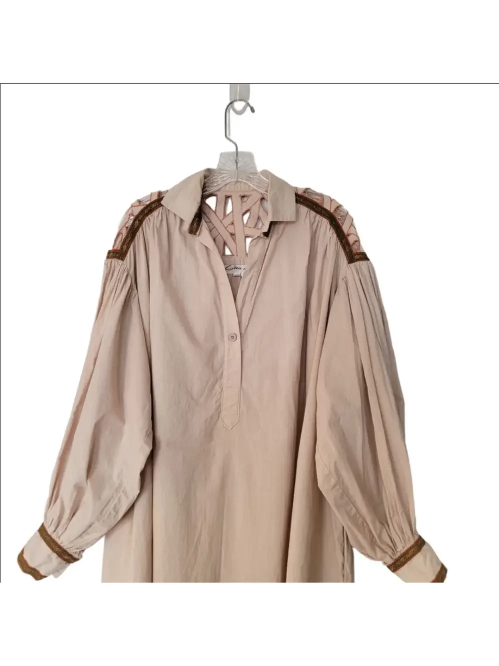 Lillie Rubin Beige Indie Gropecore Granola Girl Dress with Brown Accents